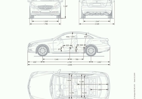 Mercedes-Benz E-Class Coupe (2010) (Мерcедес-Бенз Е-Класс Купе (2010)) - чертежи (рисунки) автомобиля